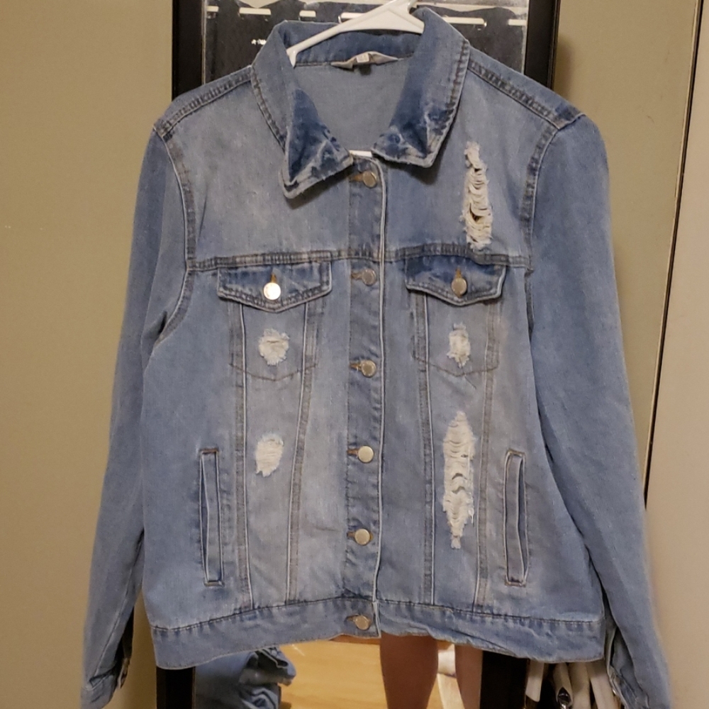 Denim jean distressed jacket